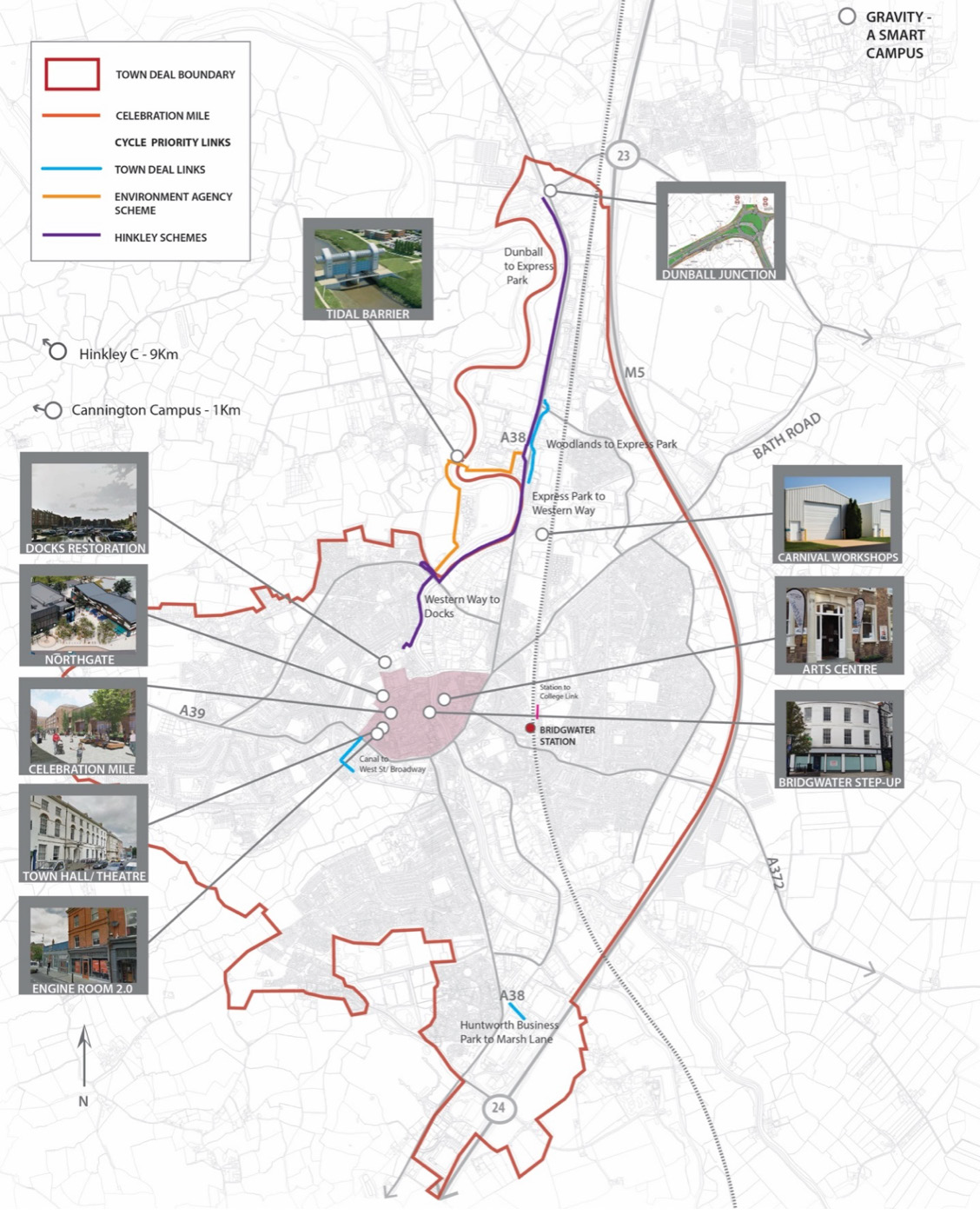 Bridgwater Town Deal Projects Map