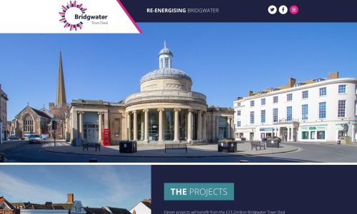 Top section of new Bridgwater Town Deal website home page